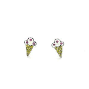 925 Sterling Silver Ice Cream Cone Stud Earrings